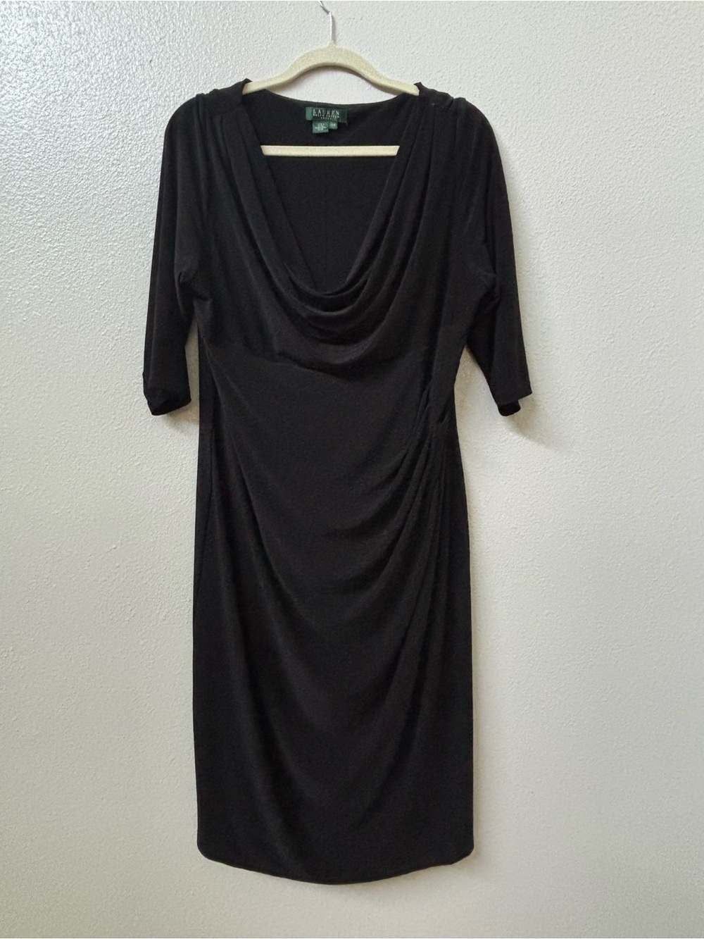 Ralph Lauren Black Cowl Neck Midi Dress